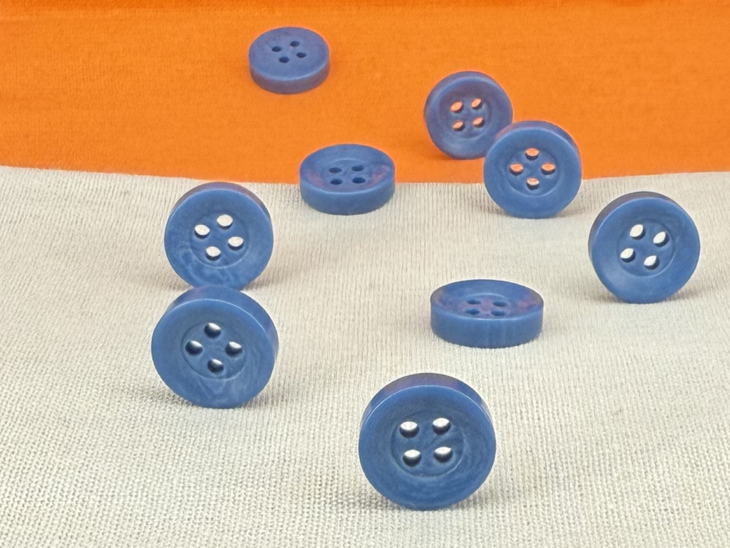 Dusk Blue Corozo Imitation Buttons, Recycled Plastic, 12.7mm (20L). 4-Hole Sew On for Shirts, Apparel, Sewing, Crafts