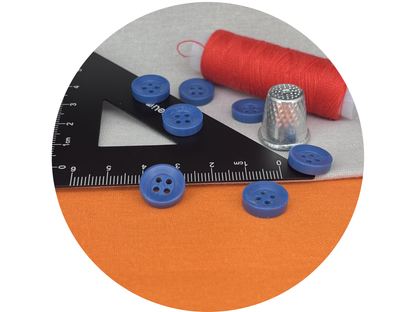 Dusk Blue Corozo Imitation Buttons, Recycled Plastic, 12.7mm (20L). 4-Hole Sew On for Shirts, Apparel, Sewing, Crafts
