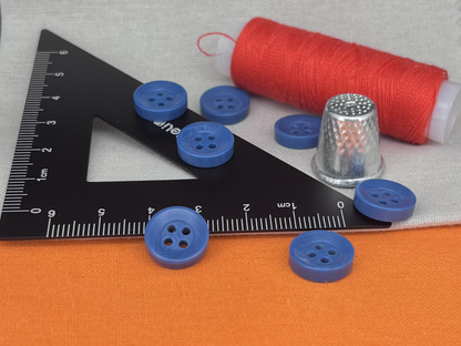 Dusk Blue Corozo Imitation Buttons, Recycled Plastic, 12.7mm (20L). 4-Hole Sew On for Shirts, Apparel, Sewing, Crafts