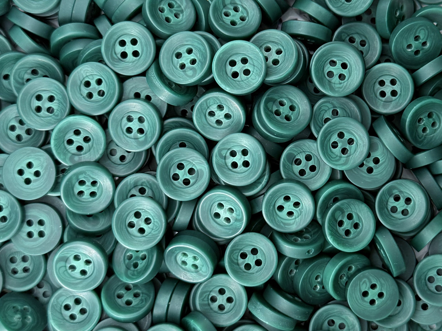 Dark Green Corozo Imitation Buttons, Recycled Plastic, 12.7mm (20L). 4-Hole Sew On for Shirts, Apparel, Sewing, Crafts