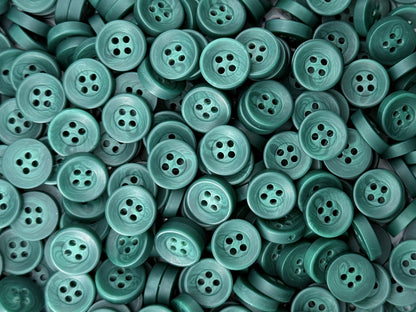 Dark Green Corozo Imitation Buttons, Recycled Plastic, 12.7mm (20L). 4-Hole Sew On for Shirts, Apparel, Sewing, Crafts