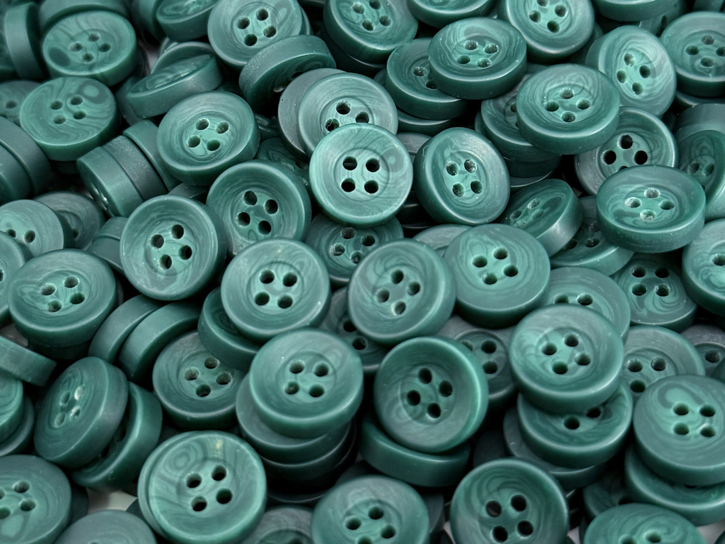 Dark Green Corozo Imitation Buttons, Recycled Plastic, 12.7mm (20L). 4-Hole Sew On for Shirts, Apparel, Sewing, Crafts