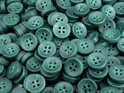 Dark Green Corozo Imitation Buttons, Recycled Plastic, 12.7mm (20L). 4-Hole Sew On for Shirts, Apparel, Sewing, Crafts