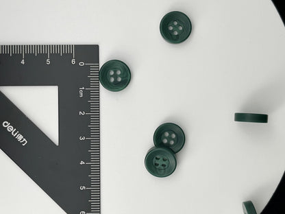 Dark Green Corozo Imitation Buttons, Recycled Plastic, 12.7mm (20L). 4-Hole Sew On for Shirts, Apparel, Sewing, Crafts