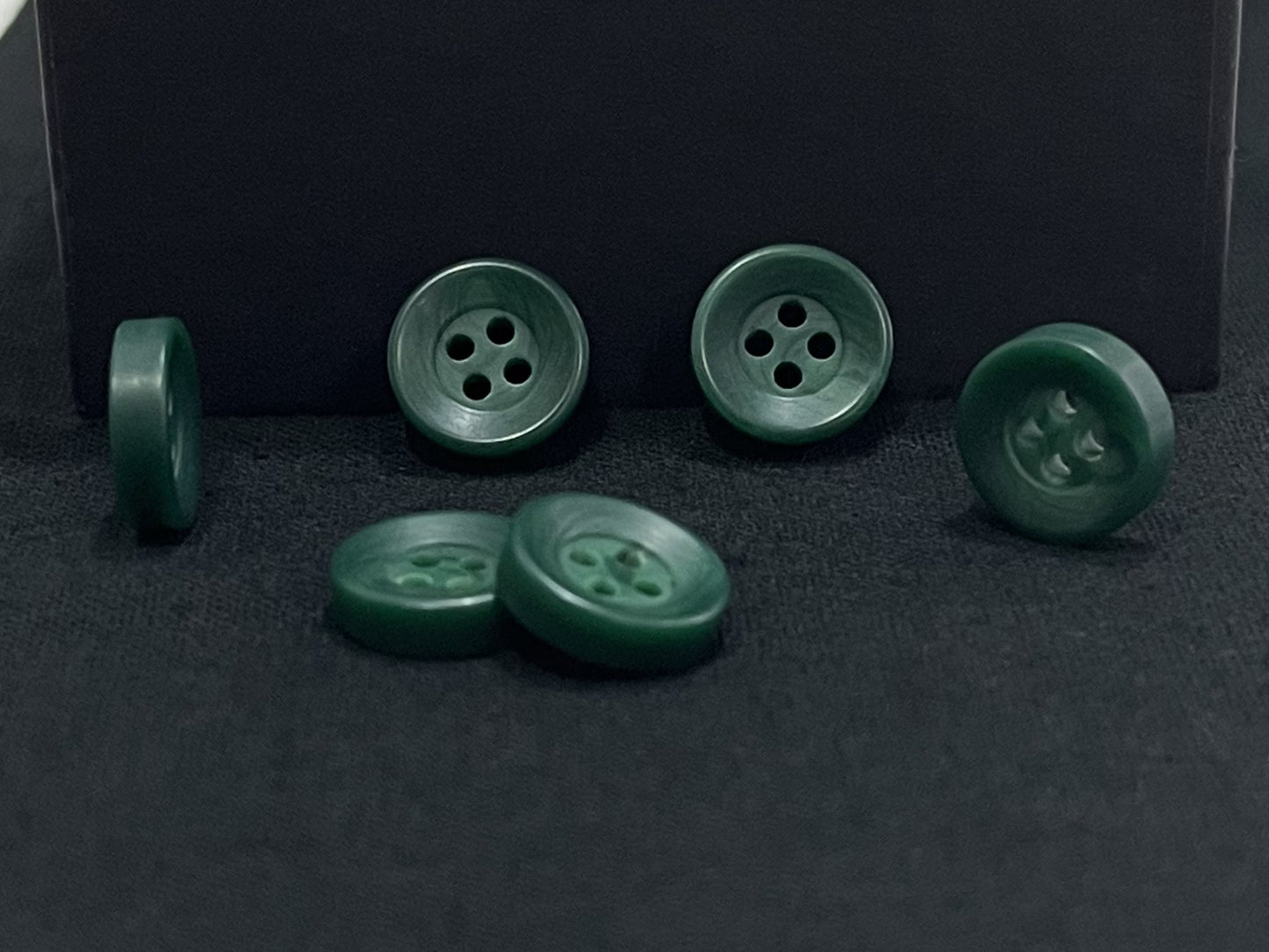 Dark Green Corozo Imitation Buttons, Recycled Plastic, 12.7mm (20L). 4-Hole Sew On for Shirts, Apparel, Sewing, Crafts