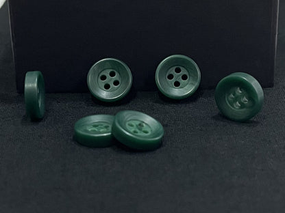 Dark Green Corozo Imitation Buttons, Recycled Plastic, 12.7mm (20L). 4-Hole Sew On for Shirts, Apparel, Sewing, Crafts