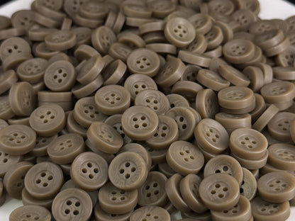 Steinbeige Corozo-Imitat-Knöpfe, recycelter Kunststoff, 12,7 mm (20L). 4-Loch zum Annähen für Hemden, Bekleidung, Nähen, Basteln