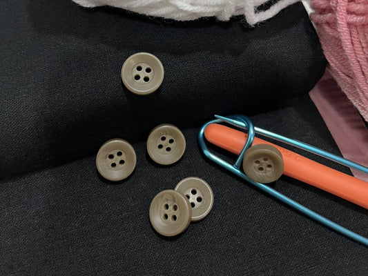 Stone Beige Corozo Imitation Buttons, Recycled Plastic, 12.7mm (20L). 4-Hole Sew On for Shirts, Apparel, Sewing, Crafts