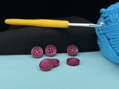 Rasberry Corozo Imitation Buttons, Recycled Plastic, 12.7mm (20L). 4-Hole Sew On for Shirts, Blouses, Kids Clothes, Apparel, Sewing, Crafts