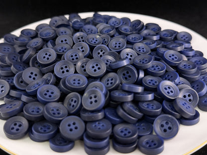 Marineblaue Corozo-Imitatknöpfe, recycelter Kunststoff, 12,7 mm (20L). 4-Loch zum Annähen für Hemden, Blusen, Kinderkleidung, Bekleidung, Nähen, Basteln