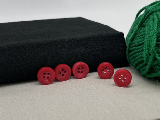 Cherry Red Corozo Imitation Buttons, 12.7mm (20L). 4-Hole Sew On for Shirts, Blouses, Kids clothes, Apparel, Sewing