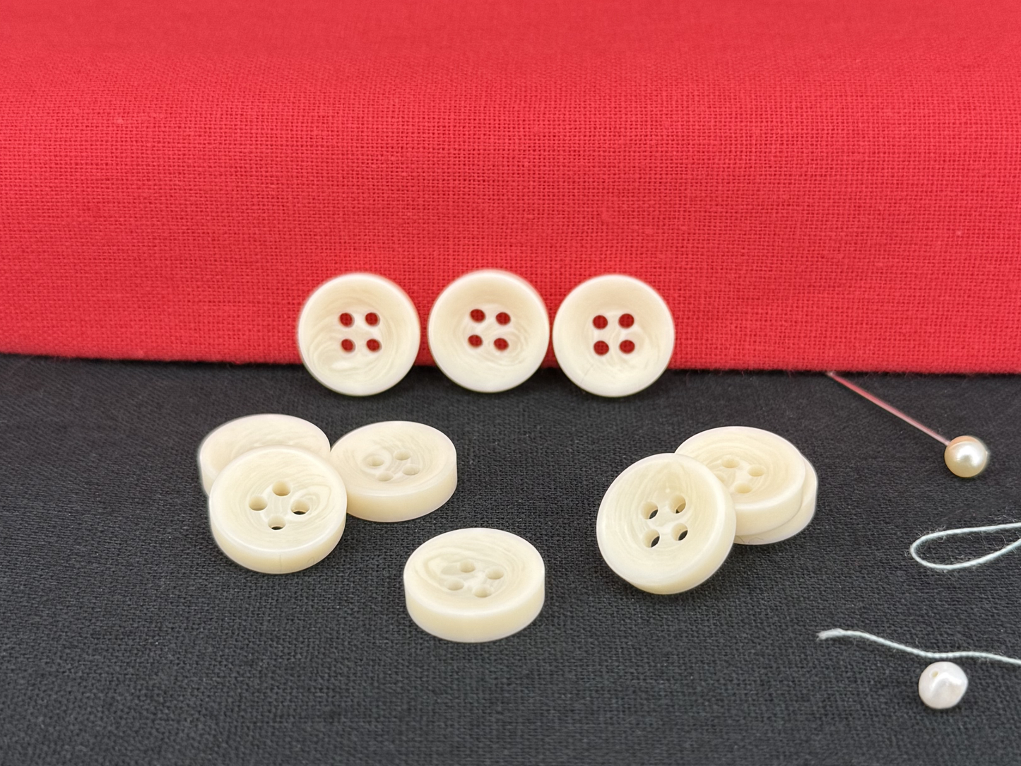 Natural Corozo Imitation Buttons, Recycled Plastic, 12.7mm (20L). Off-White. 4-Hole Sew On for Shirts, Apparel, Sewing, Crafts