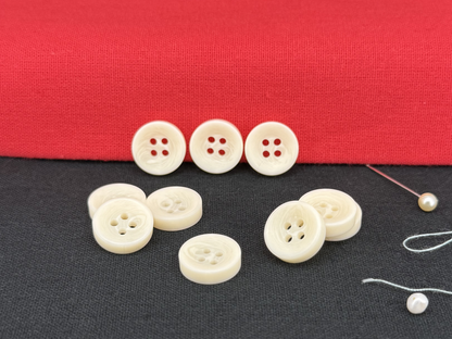 Natural Corozo Imitation Buttons, Recycled Plastic, 12.7mm (20L). Off-White. 4-Hole Sew On for Shirts, Apparel, Sewing, Crafts