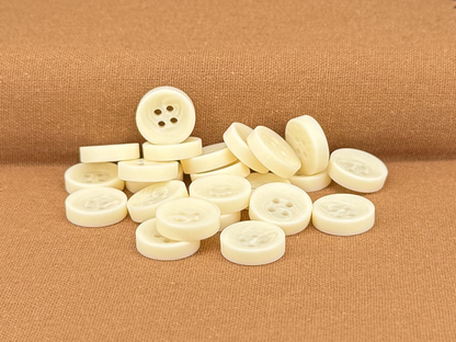 Natural Corozo Imitation Buttons, Recycled Plastic, 12.7mm (20L). Off-White. 4-Hole Sew On for Shirts, Apparel, Sewing, Crafts