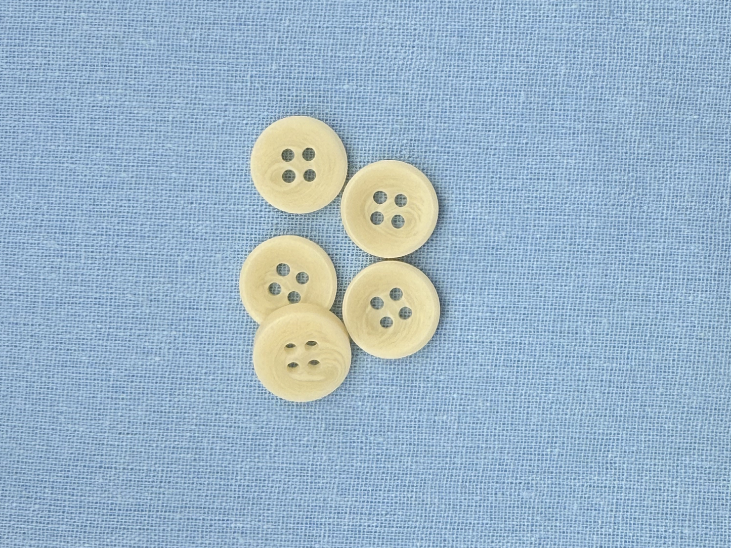 Natural Corozo Imitation Buttons, Recycled Plastic, 12.7mm (20L). Off-White. 4-Hole Sew On for Shirts, Apparel, Sewing, Crafts