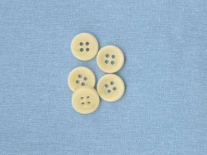 Natural Corozo Imitation Buttons, Recycled Plastic, 12.7mm (20L). Off-White. 4-Hole Sew On for Shirts, Apparel, Sewing, Crafts