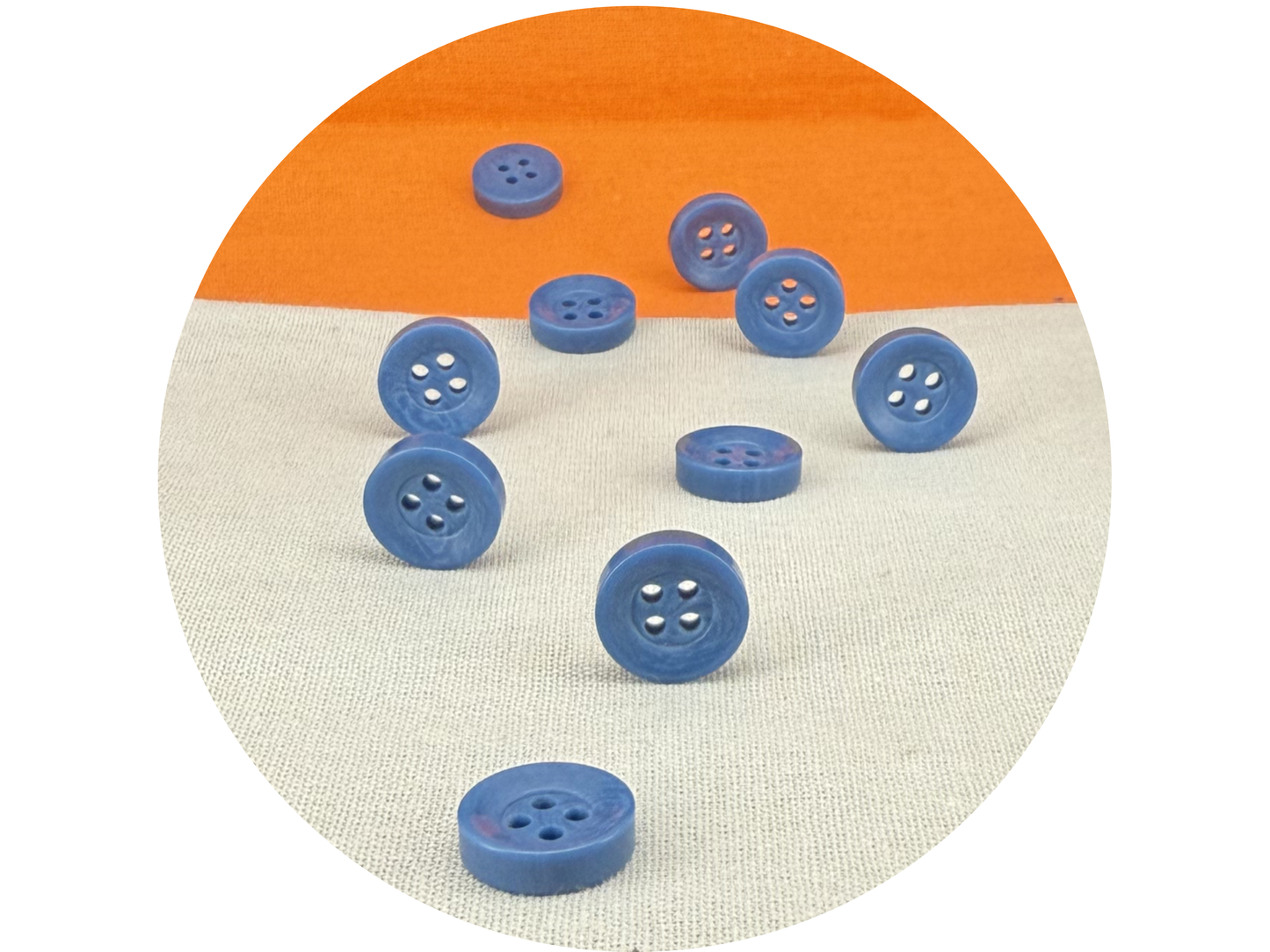 Dusk Blue Corozo Imitation Buttons, Recycled Plastic, 12.7mm (20L). 4-Hole Sew On for Shirts, Apparel, Sewing, Crafts