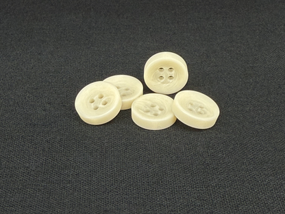 Natural Corozo Imitation Buttons, Recycled Plastic, 12.7mm (20L). Off-White. 4-Hole Sew On for Shirts, Apparel, Sewing, Crafts