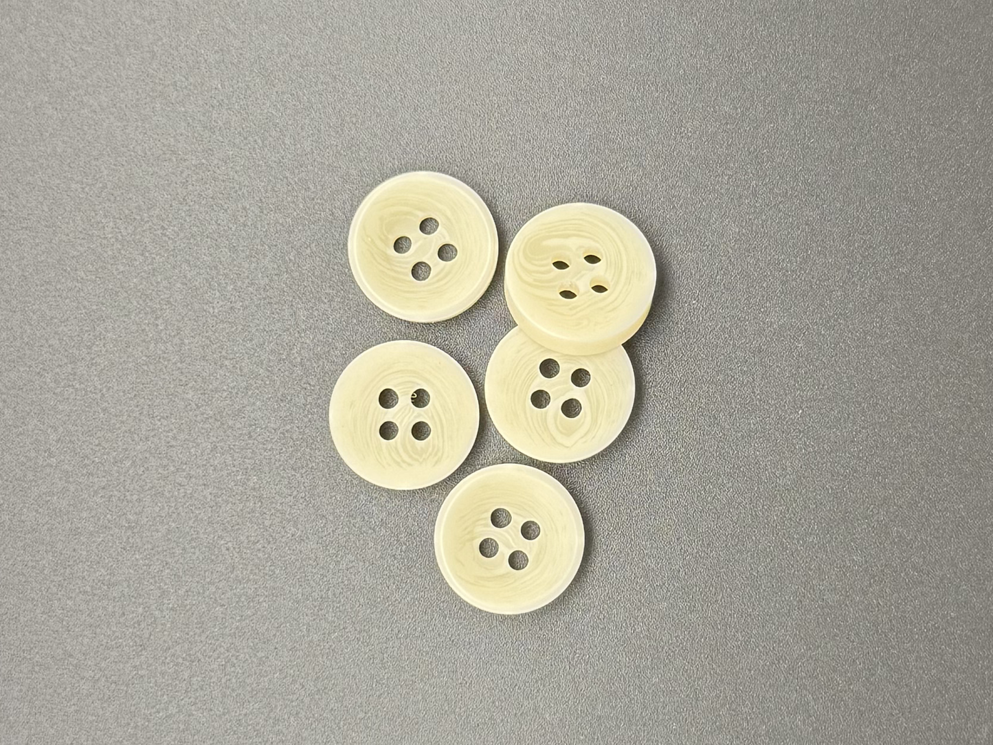 Natural Corozo Imitation Buttons, Recycled Plastic, 12.7mm (20L). Off-White. 4-Hole Sew On for Shirts, Apparel, Sewing, Crafts
