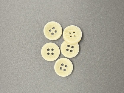 Natural Corozo Imitation Buttons, Recycled Plastic, 12.7mm (20L). Off-White. 4-Hole Sew On for Shirts, Apparel, Sewing, Crafts