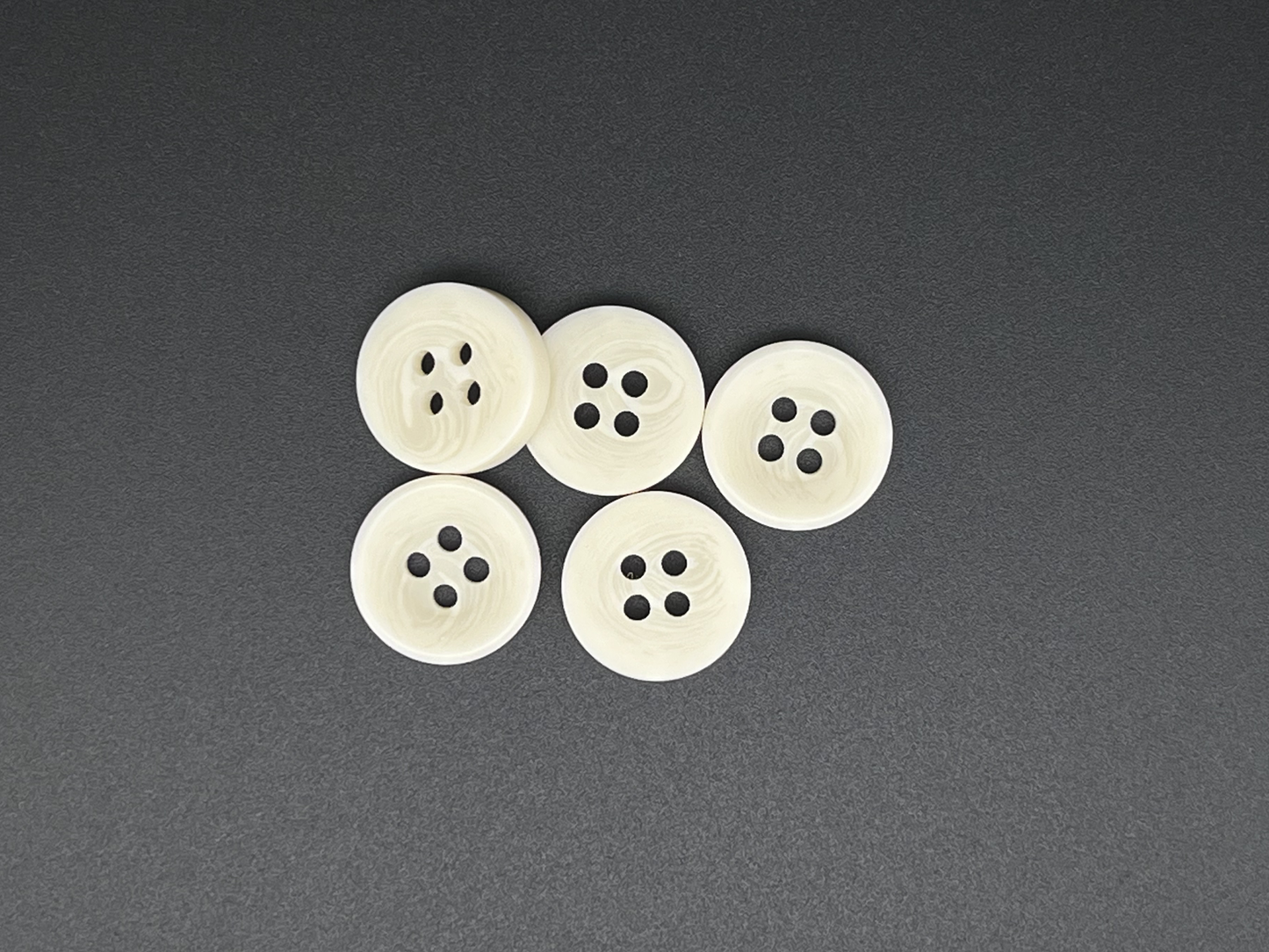 Natural Corozo Imitation Buttons, Recycled Plastic, 12.7mm (20L). Off-White. 4-Hole Sew On for Shirts, Apparel, Sewing, Crafts