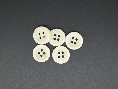 Natural Corozo Imitation Buttons, Recycled Plastic, 12.7mm (20L). Off-White. 4-Hole Sew On for Shirts, Apparel, Sewing, Crafts