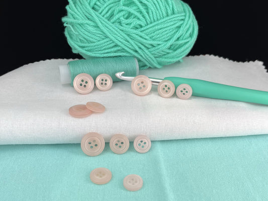 Pink Pearl Imitation Buttons, Recycled Plastic, 11.5mm-15mm (18L-24L), 4-Hole Sew On for Shirts, Pants, Blouses, Dresses & Craft projects