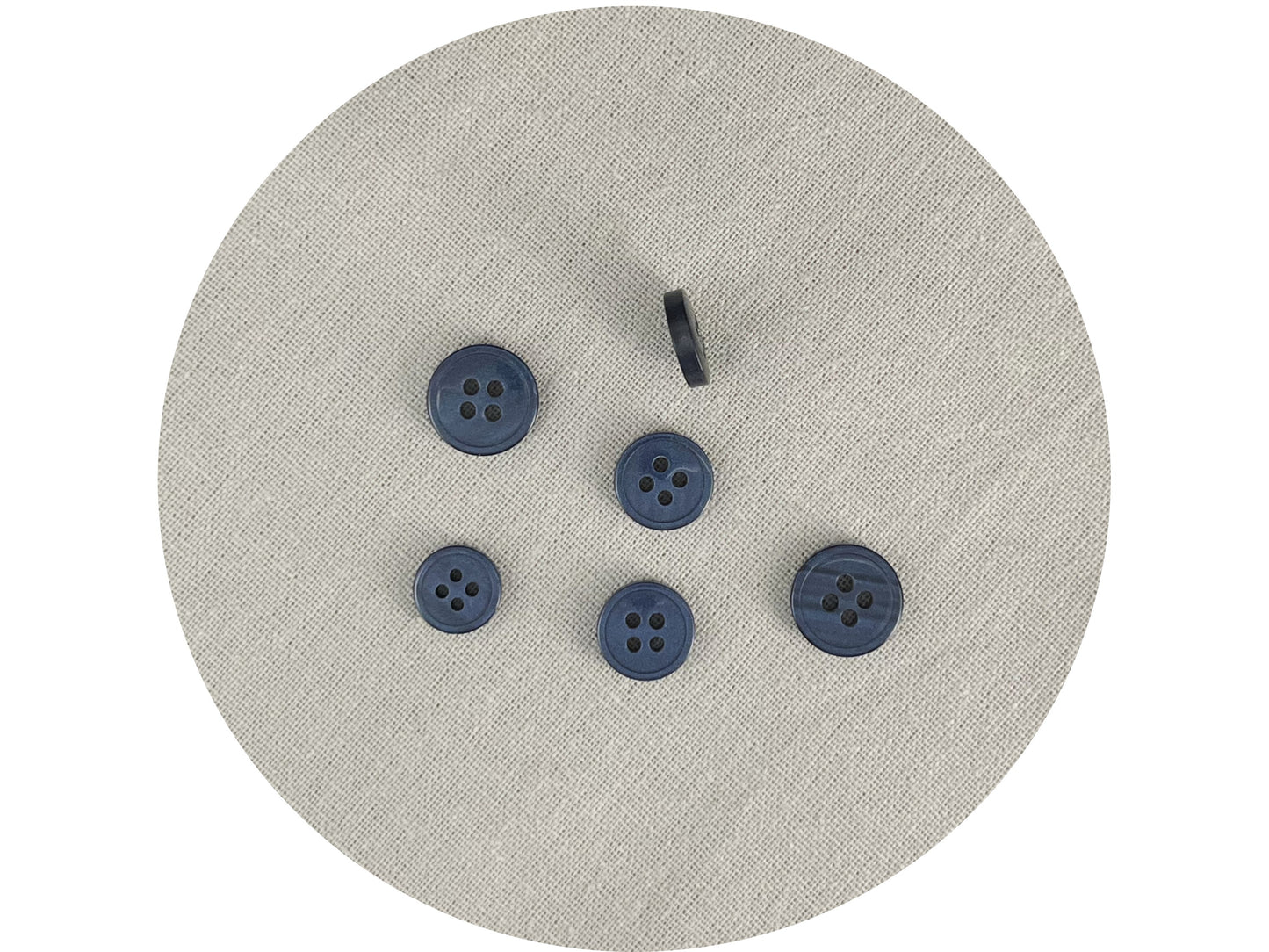 Blaue Knöpfe in Perlimitation mit Rand und schönem Effekt, 9mm-11.5mm (14L-18L). 4-Loch zum Annähen für Hemden, Blusen & Bekleidung