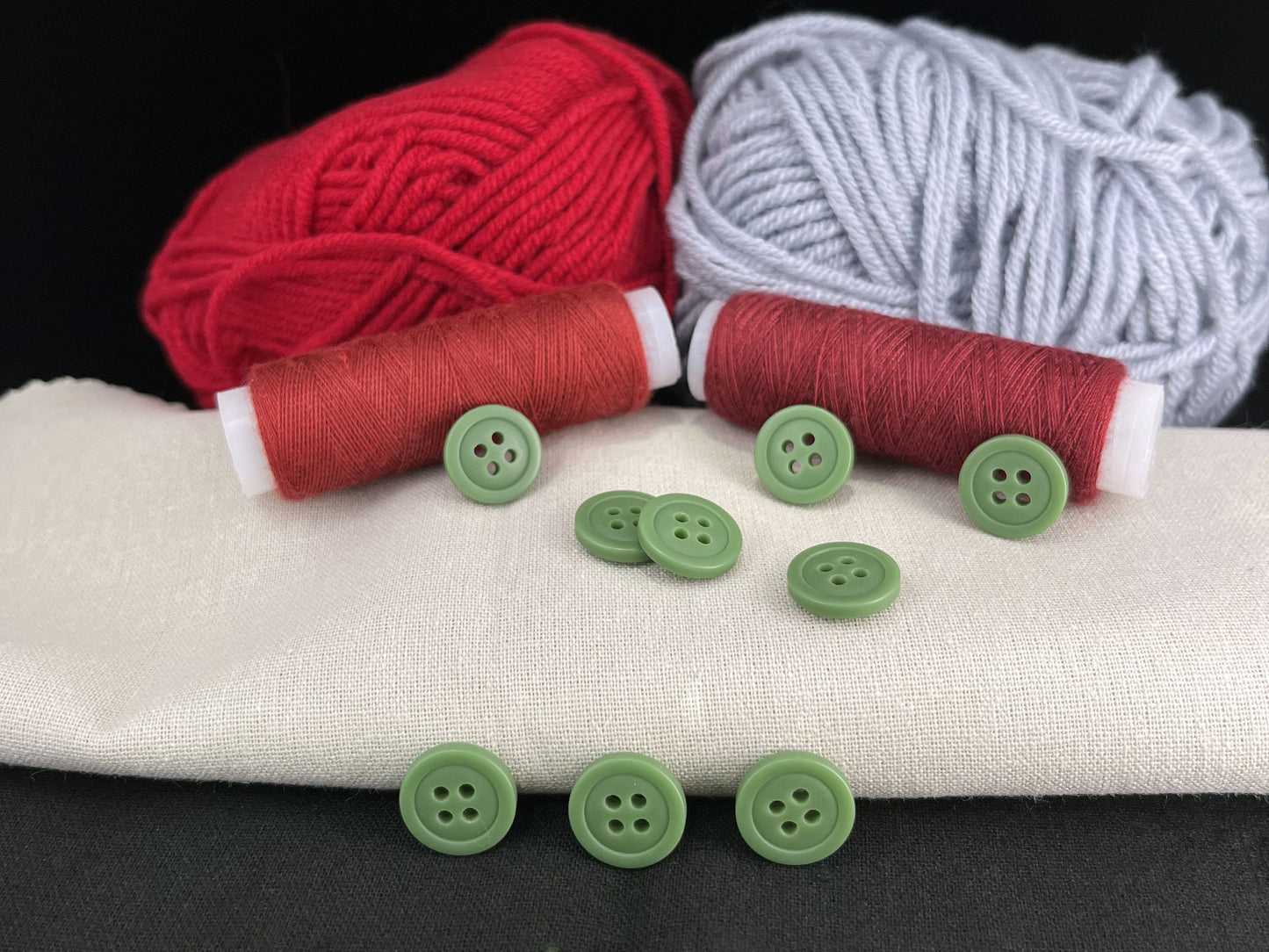 Muted Green Buttons, Recycled Plastic, 12.7mm (20L). 4-Hole Sew On for Shirts, Pants, Blouses, Dresses, Skirts, Apparel, Kids Clothes