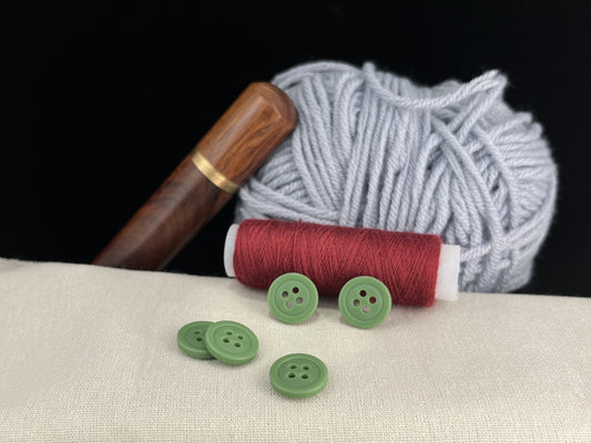 Muted Green Buttons, Recycled Plastic, 12.7mm (20L). 4-Hole Sew On for Shirts, Pants, Blouses, Dresses, Skirts, Apparel, Kids Clothes
