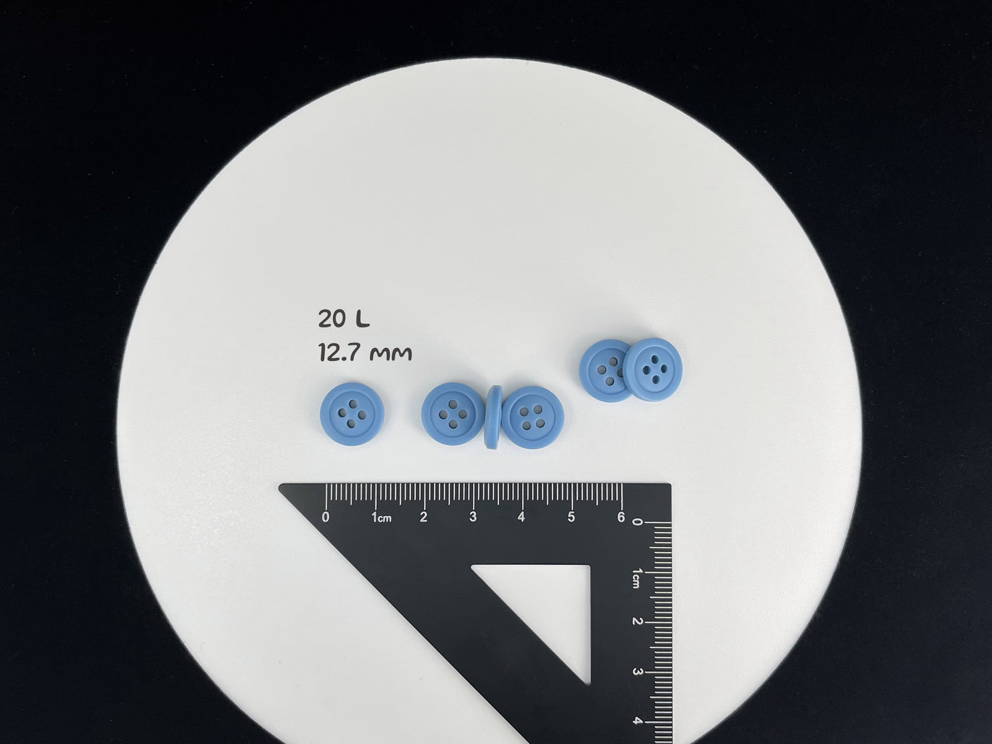 Vibrant Blue Buttons, Recycled Plastic, 12.7mm (20L). 4-Hole Sew On for Shirts, Pants, Blouses, Dresses, Skirts, Apparel, Kids Clothes