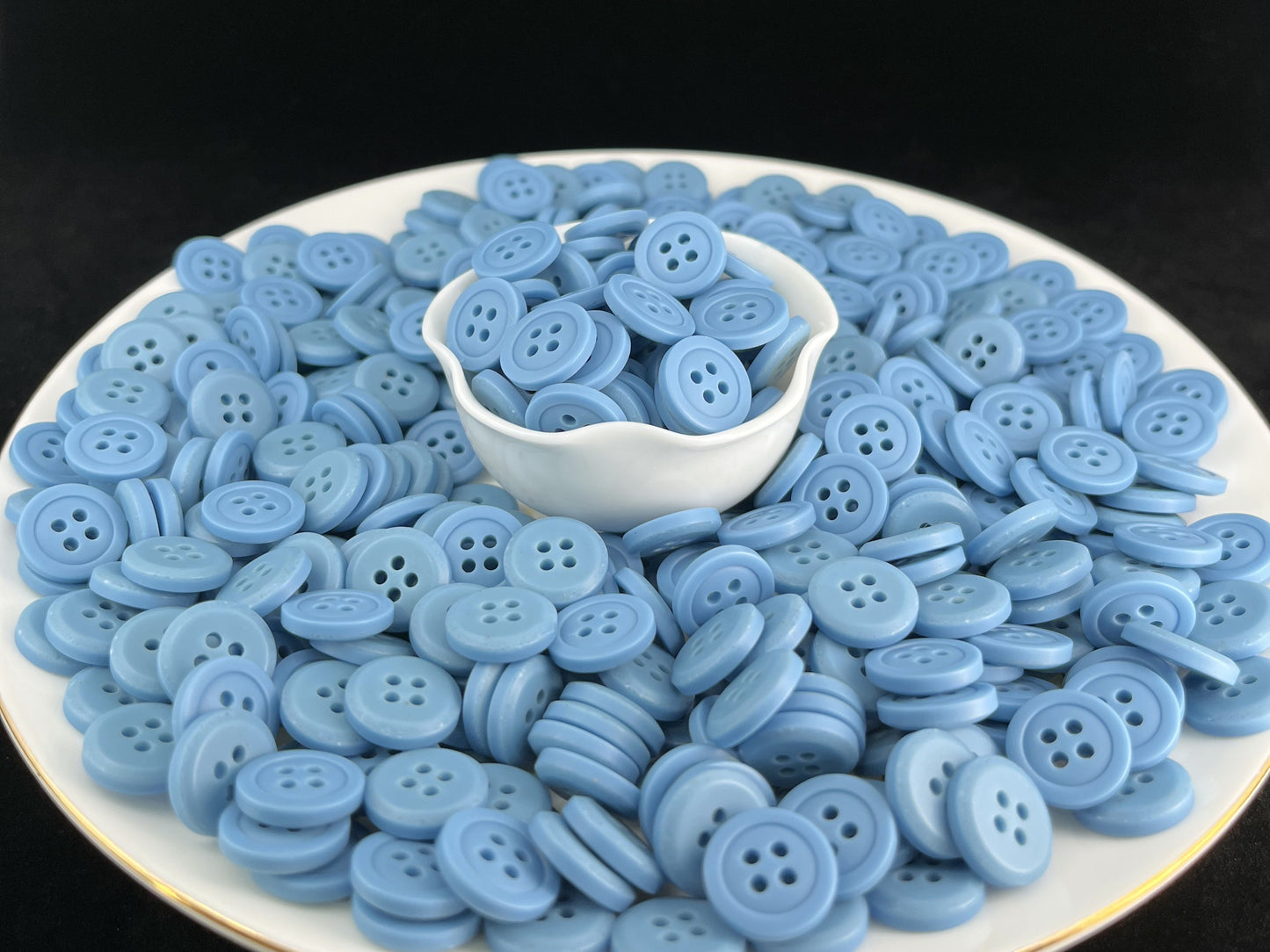 Vibrant Blue Buttons, Recycled Plastic, 12.7mm (20L). 4-Hole Sew On for Shirts, Pants, Blouses, Dresses, Skirts, Apparel, Kids Clothes