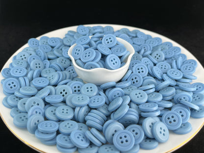 Vibrant Blue Buttons, Recycled Plastic, 12.7mm (20L). 4-Hole Sew On for Shirts, Pants, Blouses, Dresses, Skirts, Apparel, Kids Clothes