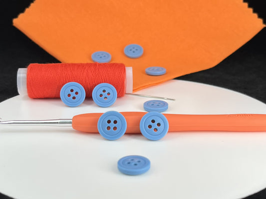 Vibrant Blue Buttons, Recycled Plastic, 12.7mm (20L). 4-Hole Sew On for Shirts, Pants, Blouses, Dresses, Skirts, Apparel, Kids Clothes