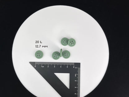 Premium grüne Knöpfe, recycelter Kunststoff, 12,7 mm (20L). 4-Loch Annähknöpfe für Hemden, Hosen, Blusen, Kleider, Röcke, Bekleidung, Kinderkleidung