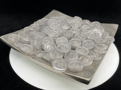 Grau marmorierte Knöpfe, Mehrfarbig. 10–20 mm (16L–32L). Recycelter Kunststoff, 4-Loch zum Annähen für Hemden, Kleider, Mäntel, Jacken