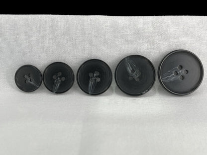 Schwarze Hornimitatknöpfe, 15-25 mm (24L-40L). 4-Loch-Annähknöpfe für Hosen, Kleider, Mäntel, Jacken, Pullover & Bastelarbeiten