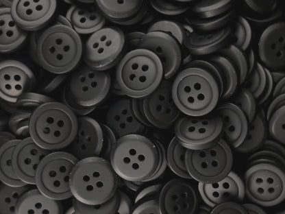 Premium Schwarze Knöpfe, Recyceltes Plastik, 12.7mm (20L). 4-Loch zum Annähen für Hemden, Hosen, Blusen, Kleider, Röcke, Bekleidung, Kinderkleidung