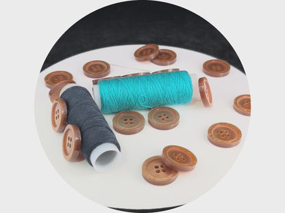 Beautiful Bronze Brown Pearl Imitation Buttons, 18mm (28L). Round 4-Hole Sew On for Jackets, Coats, Apparel & Craft Projects