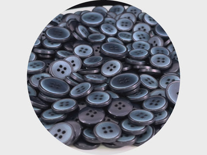 Vintage Smokey Blue Corozo Imitation Buttons, 15mm & 20mm (24L & 32L). 4-Hole Sew On for Suits, Pants, Dresses, Coats, Jackets & Sweaters