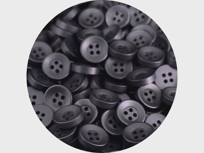 Schwarze Corozo-Imitat Knöpfe, recycelter Kunststoff, 12,7mm (20L). 4-Loch zum Annähen für Hemden, Bekleidung, Nähen, Basteln