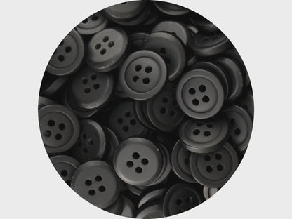Premium Schwarze Knöpfe, Recyceltes Plastik, 12.7mm (20L). 4-Loch zum Annähen für Hemden, Hosen, Blusen, Kleider, Röcke, Bekleidung, Kinderkleidung