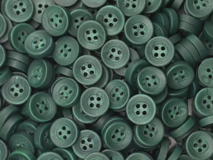 Dark Green Corozo Imitation Buttons, Recycled Plastic, 12.7mm (20L). 4-Hole Sew On for Shirts, Apparel, Sewing, Crafts