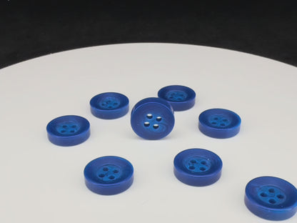 Coblat Blue Corozo Imitation Buttons, Recycled Plastic, 12.7mm (20L). 4-Hole Sew On for Shirts, Apparel, Sewing, Crafts