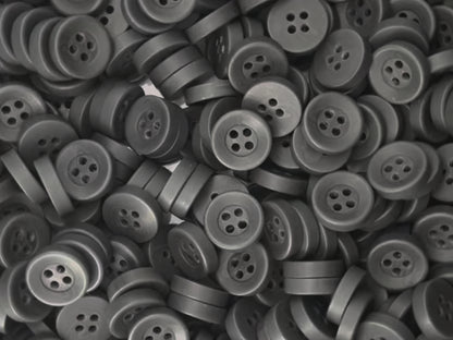 Dark Grey Corozo Imitation Buttons, Recycled Plastic, 12.7mm (20L). 4-Hole Sew On for Shirts, Apparel, Sewing, Crafts