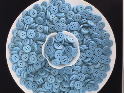 Vibrant Blue Buttons, Recycled Plastic, 12.7mm (20L). 4-Hole Sew On for Shirts, Pants, Blouses, Dresses, Skirts, Apparel, Kids Clothes