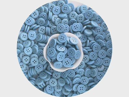 Vibrant Blue Buttons, Recycled Plastic, 12.7mm (20L). 4-Hole Sew On for Shirts, Pants, Blouses, Dresses, Skirts, Apparel, Kids Clothes