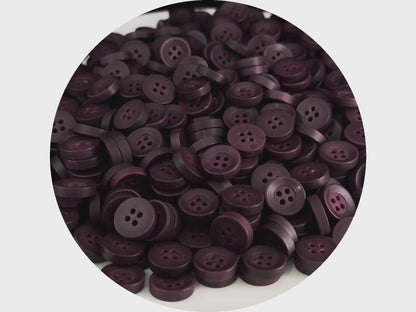 Wine Red Corozo Imitation Buttons, Recycled Plastic, 12.7mm (20L). 4-Hole Sew On for Shirts, Apparel, Sewing, Crafts