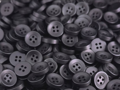 Schwarze Corozo-Imitat Knöpfe, recycelter Kunststoff, 12,7mm (20L). 4-Loch zum Annähen für Hemden, Bekleidung, Nähen, Basteln