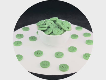 Muted Green Buttons, Recycled Plastic, 12.7mm (20L). 4-Hole Sew On for Shirts, Pants, Blouses, Dresses, Skirts, Apparel, Kids Clothes